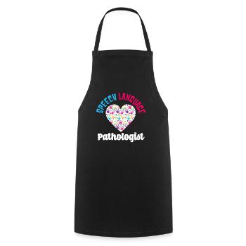 Orthophoniste Empreintes de mains cardiaques - Tablier de cuisine - noir - Devant - AI Model Male 185 dark (185cm)