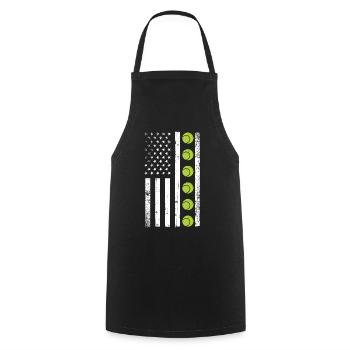 Raquette de joueur de tennis drôle - Tablier de cuisine - noir - Devant - AI Model Male 185 dark (185cm)