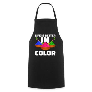 Holi Indien Holi Festival Happy Holi Fest - Kochschürze - Schwarz - Vorne - AI Model Male 185 dark (185cm)