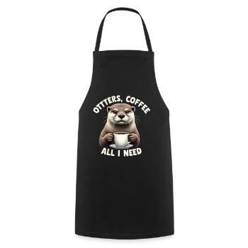 Lustiges Otter Coffee Zoo Retro Kaffee All I Need - Kochschürze - Schwarz - Vorne - AI Model Male 185 dark (185cm)