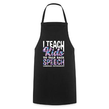 I teach children to talk back - Cooking Apron - black - Front - AI Model Male 185 dark (185cm)