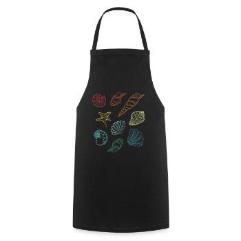 Retro Bivalvia Shell Shelling Bag Hunter Seashell - Tablier de cuisine - noir - Devant - AI Model Male 185 dark (185cm)