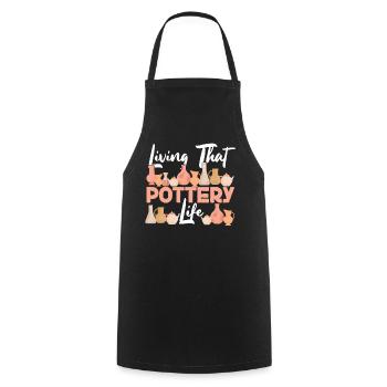 Pottery Ceramics Artist Living - Cooking Apron - black - Front - AI Model Male 185 dark (185cm)