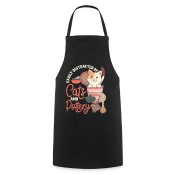poterie céramiste artiste chat facilement - Tablier de cuisine - noir - Devant - AI Model Male 185 dark (185cm)