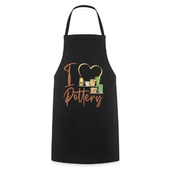 Pottery Ceramics Artist Heart I - Cooking Apron - black - Front - AI Model Male 185 dark (185cm)