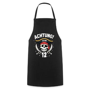 12th Birthday Pirate Gift Boys Boys - Cooking Apron - black - Front - AI Model Male 185 dark (185cm)