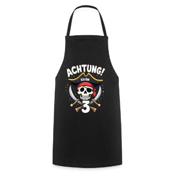 3ème anniversaire Pirate Cadeau Garçons Garçons - Tablier de cuisine - noir - Devant - AI Model Male 185 dark (185cm)