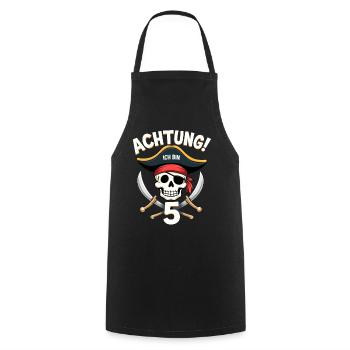 5ème anniversaire Pirate Cadeau Garçons Garçons - Tablier de cuisine - noir - Devant - AI Model Male 185 dark (185cm)