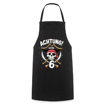 6th Birthday Pirate Gift Boys Boys - Cooking Apron - black - Front - AI Model Male 185 dark (185cm)