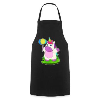 Unicorn Balloon - Cooking Apron - black - Front - AI Model Male 185 dark (185cm)