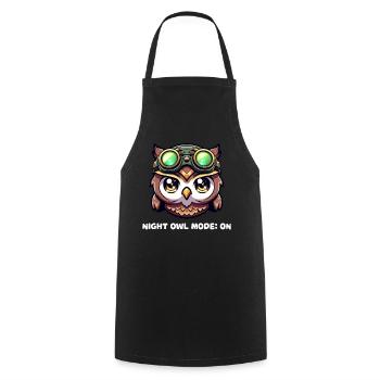 Night Owl Mode: On Owl Design - Cooking Apron - black - Front - AI Model Male 185 dark (185cm)