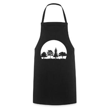 Forest, Moon, Mixed Forest, Nature, Oak, Beech, Birch, Spruce - Cooking Apron - black - Front - AI Model Male 185 dark (185cm)
