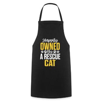 Happily Owned By A Rescue Cat Foster Shelter - Cooking Apron - black - Front - AI Model Male 185 dark (185cm)