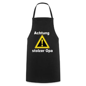 Achtung Stolzer Opa Warnzeichen - Kochschürze - Schwarz - Vorne - AI Model Male 185 dark (185cm)