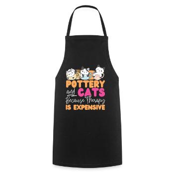 Poterie Céramiste Artiste Chat - Tablier de cuisine - noir - Devant - AI Model Male 185 dark (185cm)