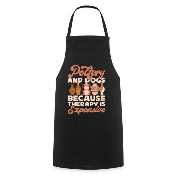 Pottery Ceramics Artist Dog - Cooking Apron - black - Front - AI Model Male 185 dark (185cm)