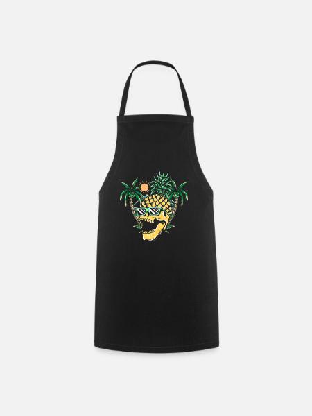 Funny pineapple skull - Kochschürze - Schwarz