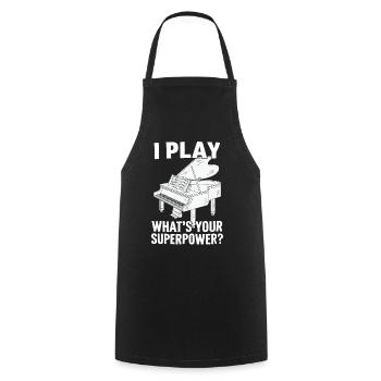Je joue du piano Quel est ton superpouvoir Clavier Piano - Tablier de cuisine - noir - Devant - AI Model Male 185 dark (185cm)