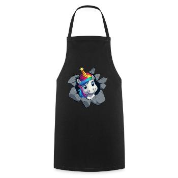 Licorne drôle Licornes de Noël Licorne - Tablier de cuisine - noir - Devant - AI Model Male 185 dark (185cm)