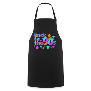 90s Party , Theme Party , 90s back to (25) - Cooking Apron - black - Front - AI Model Male 185 dark (185cm)