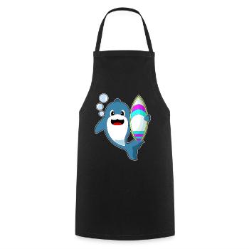 Dolphin Surfing Surfboard Summer - Cooking Apron - black - Front - AI Model Male 185 dark (185cm)