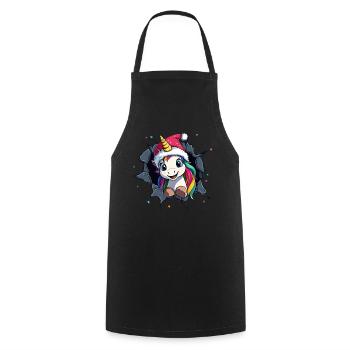 Licorne drôle Licornes de Noël Licorne - Tablier de cuisine - noir - Devant - AI Model Male 185 dark (185cm)