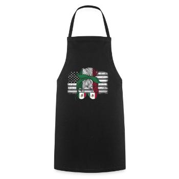 Mexiko Mexico Mexikaner Geschenk Flagge Fußball - Kochschürze - Schwarz - Vorne - AI Model Male 185 dark (185cm)