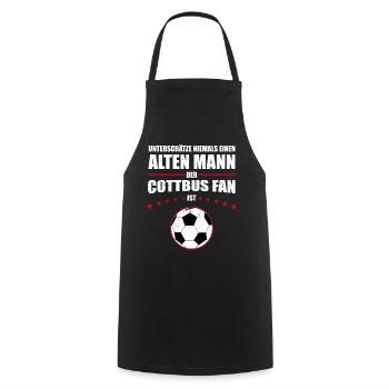 Alter Mann - Cottbus Fan | Retro Vintage Design - Kochschürze - Schwarz - Vorne - AI Model Male 185 dark (185cm)