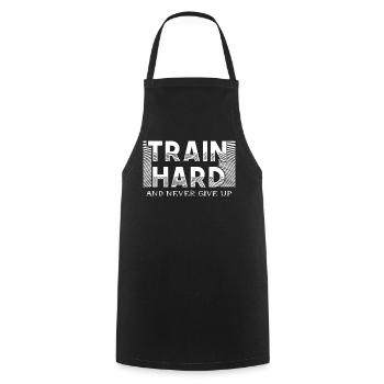 Train Hard Und Nie Aufgeben - Kochschürze - Schwarz - Vorne - AI Model Male 185 dark (185cm)