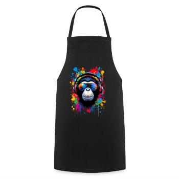 Singe, Lunettes de soleil, DJ, Disco, Disc-jockey, EDM, Soirée - Tablier de cuisine - noir - Devant - AI Model Male 185 dark (185cm)