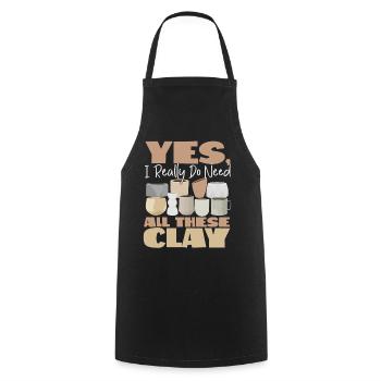 Pottery Ceramics Artist Yes, I - Cooking Apron - black - Front - AI Model Male 185 dark (185cm)