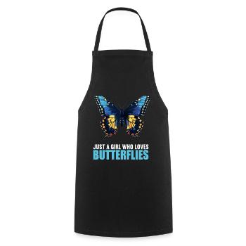 Butterfly Schmetterlinge Schmetterling - Kochschürze - Schwarz - Vorne - AI Model Male 185 dark (185cm)