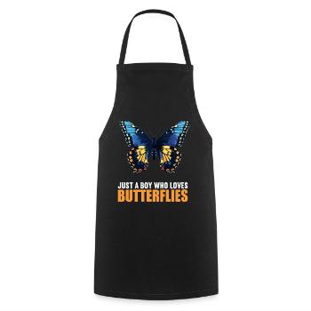 Butterfly Schmetterlinge Schmetterling - Kochschürze - Schwarz - Vorne - AI Model Male 185 dark (185cm)