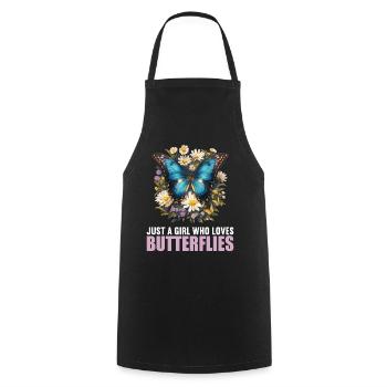 Butterfly Schmetterlinge Schmetterling - Kochschürze - Schwarz - Vorne - AI Model Male 185 dark (185cm)