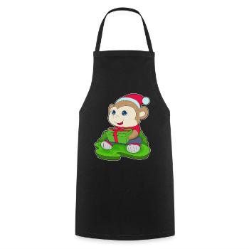 Affe Weihnachten Weihnachtsmütze - Kochschürze - Schwarz - Vorne - AI Model Male 185 dark (185cm)