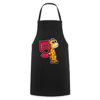 5th Birthday Motif Giraffe - 5 years - Cooking Apron - black - Front - AI Model Male 185 dark (185cm)