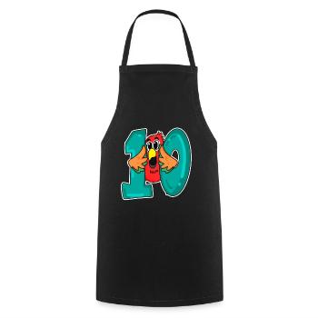 10th Birthday Motif Parrot - Ten - 10 Years - Cooking Apron - black - Front - AI Model Male 185 dark (185cm)
