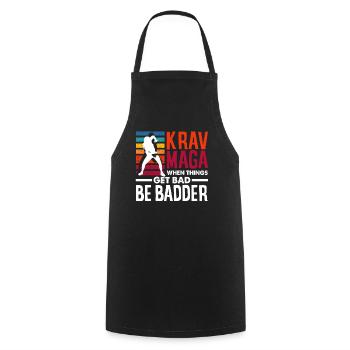 Krav Maga Retro Fighting Sport Défense - Tablier de cuisine - noir - Devant - AI Model Male 185 dark (185cm)