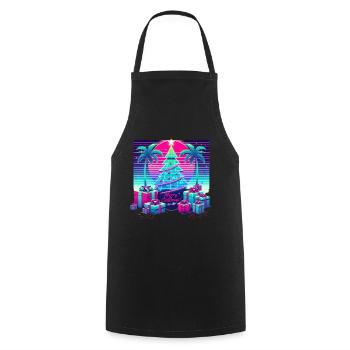 Vaporwave Christmas Tree Design for Chillmas - Cooking Apron - black - Front - AI Model Male 185 dark (185cm)