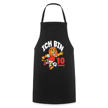 Funny Lion Football I'm 10 Children's Birthday - Cooking Apron - black - Front - AI Model Male 185 dark (185cm)