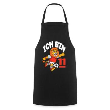 Funny Lion Football I'm 11 Children's Birthday - Cooking Apron - black - Front - AI Model Male 185 dark (185cm)