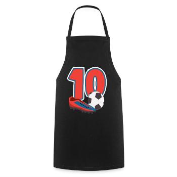 Football Anniversaire 10e anniversaire Fête d’anniversaire des enfants - Tablier de cuisine - noir - Devant - AI Model Male 185 dark (185cm)