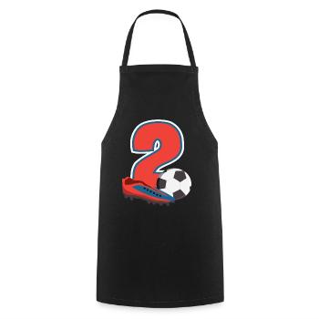 Fête d’anniversaire des enfants de football 2 ans - Tablier de cuisine - noir - Devant - AI Model Male 185 dark (185cm)