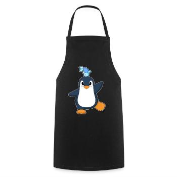 Pinguin Fisch  - Kochschürze - Schwarz - Vorne - AI Model Male 185 dark (185cm)