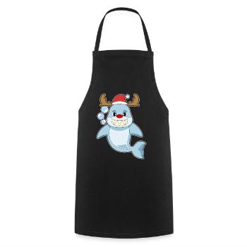 Shark Christmas Reindeer - Cooking Apron - black - Front - AI Model Male 185 dark (185cm)