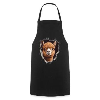 Funny Alpaca Alpaca Lover Cute Zoo Animals - Cooking Apron - black - Front - AI Model Male 185 dark (185cm)