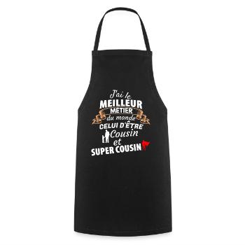 Cousin quotes super cousin very fun - Cooking Apron - black - Front - AI Model Male 185 dark (185cm)