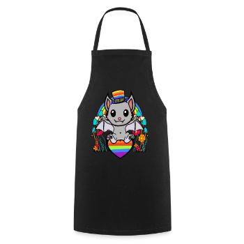 LGBT Gay Pride Bat Drapeau arc-en-ciel - Tablier de cuisine - noir - Devant - AI Model Male 185 dark (185cm)