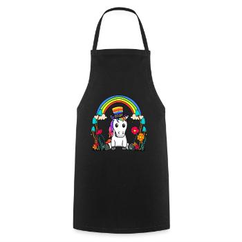 LGBT Regenbogen Einhorn Regenbogenfahne - Kochschürze - Schwarz - Vorne - AI Model Male 185 dark (185cm)