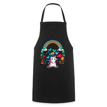 LGBT Regenbogen Regenbogenfahne Einhorn - Kochschürze - Schwarz - Vorne - AI Model Male 185 dark (185cm)